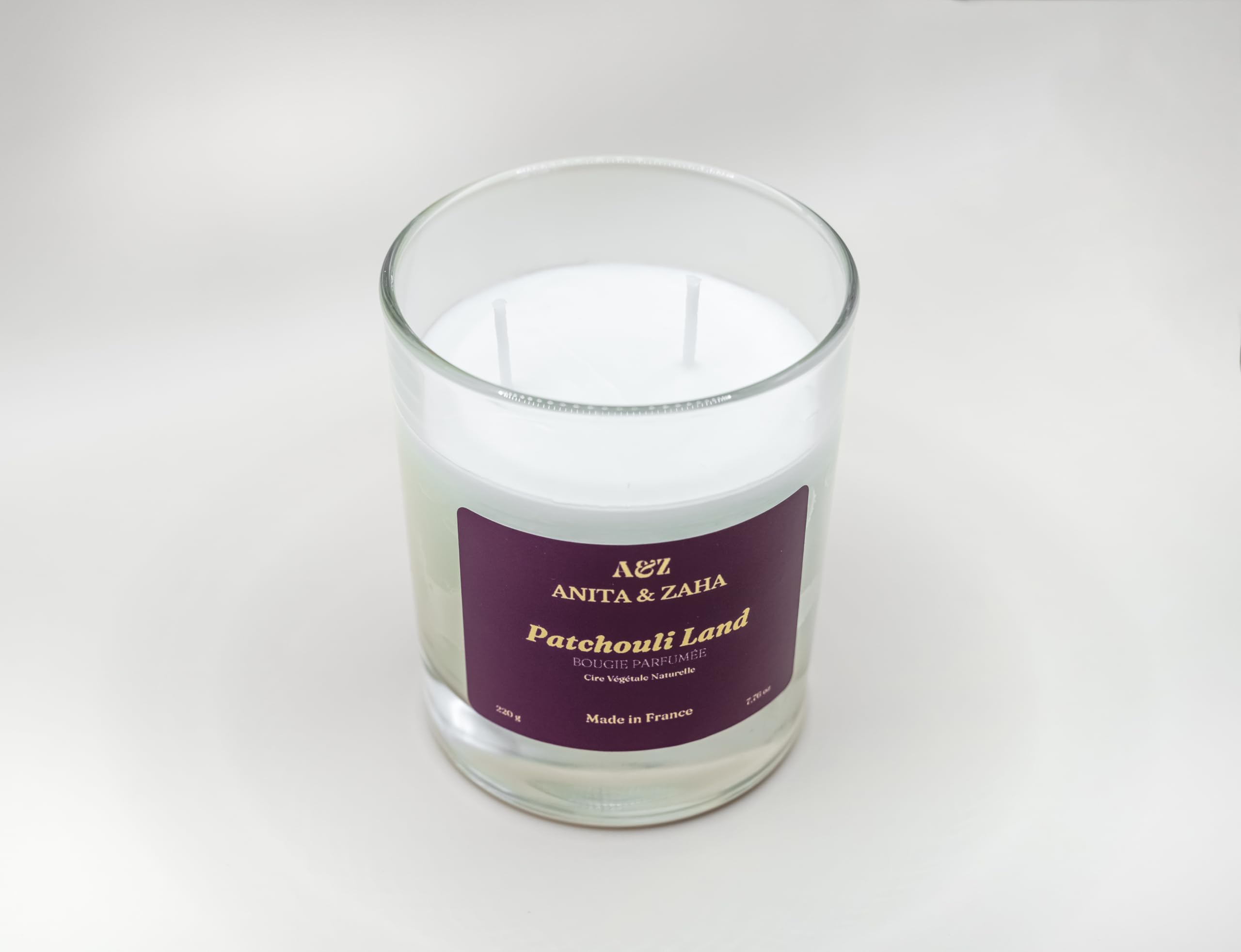 Duftkerze mit Patchouli, natürliches Sojawachs, 220 g, zylindrisch, langlebig, tiefer und eleganter Duft, 60 Stunden