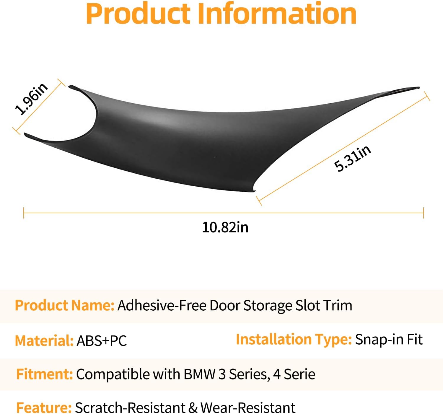 2 PCS Door Handle Covers for BMW 3 Series 320i 328i 330i 335i M3 F30/F31 and 4 Series 428i 435i M4 F32/F36 Accessories, Front Driver & Passenger Side Inner Door Pull Handle Cover(Black)