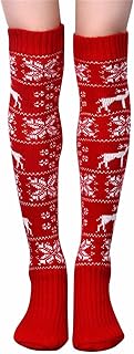Calcetines de algodón de punto de Navidad de invierno para mujer, calcetines de lana sobre la rodilla
