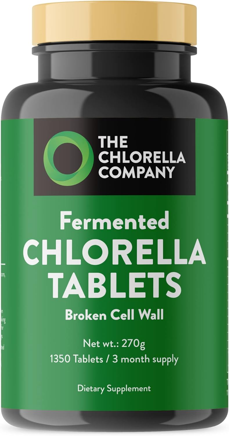 Fermented Chlorella Tablets, Chlorophyll, Green Superfood, Algae Supplement, Heavy Metal Detox, Immune Support, Broken Cell Wall, 1350 Tablets, Non-GMO, Vegan Fermented Chlorella Tablets, Chlorophyll, Green Superfood, Algae Supplement, Heavy Metal Detox, Immune Support, Broken Cell Wall, 1350 Tablets, Non-GMO, Vegan
