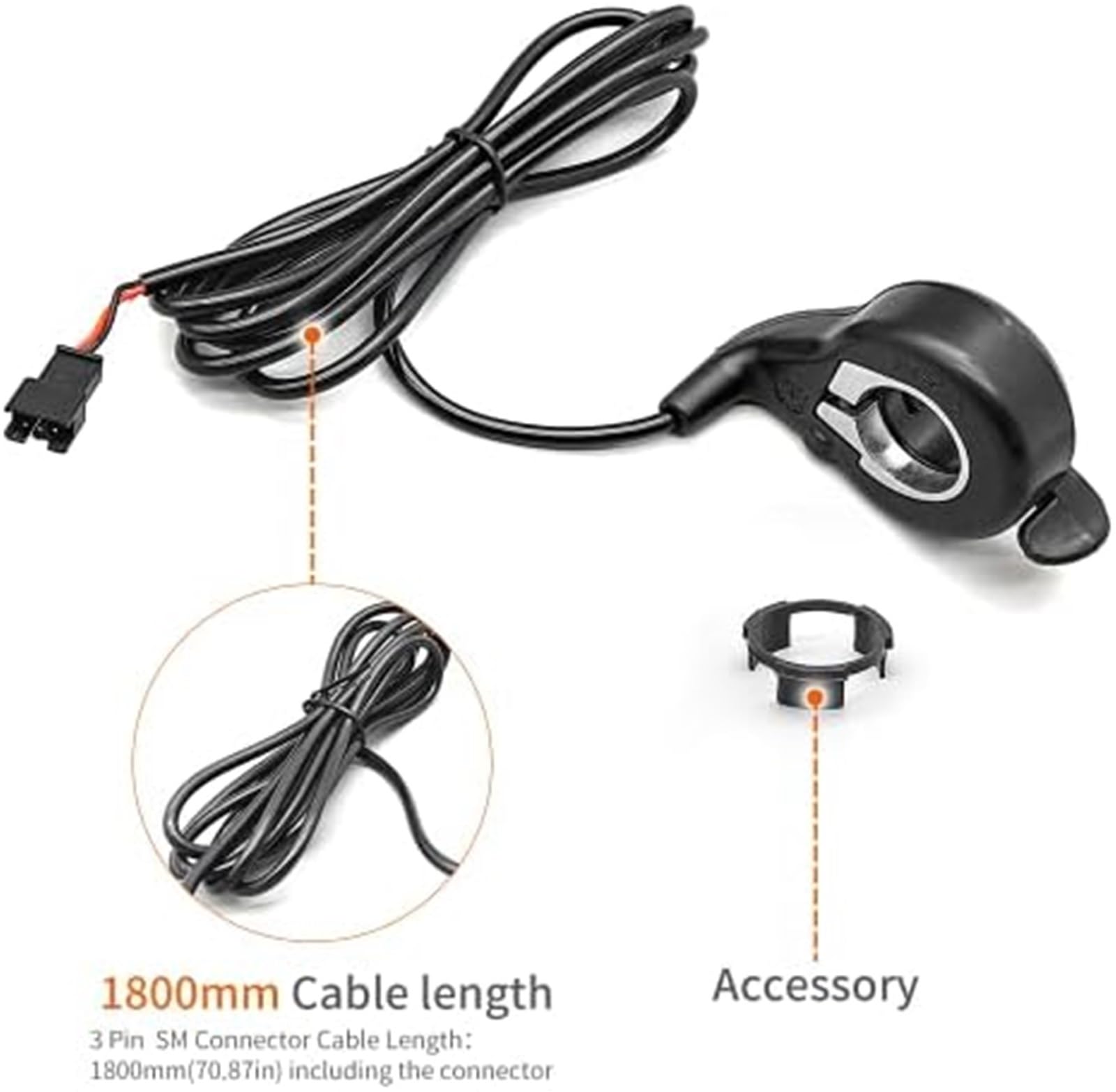 Acceleratore a pollice for bicicletta elettrica, acceleratore a dito FT-21X, 12-72 V universale, controllo della velocità, for Ebike Pocket, per, accessori for scooter, Acceleratore a pollice