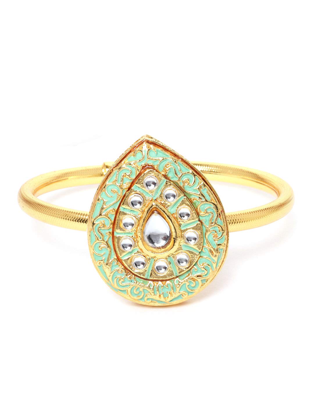 ZAVERI PEARLS Enamelling Sea Green Kundan Filigree Traditional Bangle Style Kada For Women-ZPFK9616 (B08F38VXLV) Amazon Price History, Amazon Price Tracker