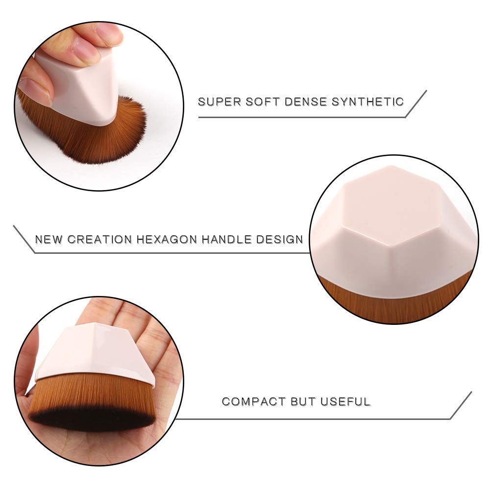 Feinerman Foundation Brush Makeup Blending Brush - Liquid Blush Blender Makeup Brush for Women, Diamond Shape Liquid Powder Foundation Brush (Pink) 2