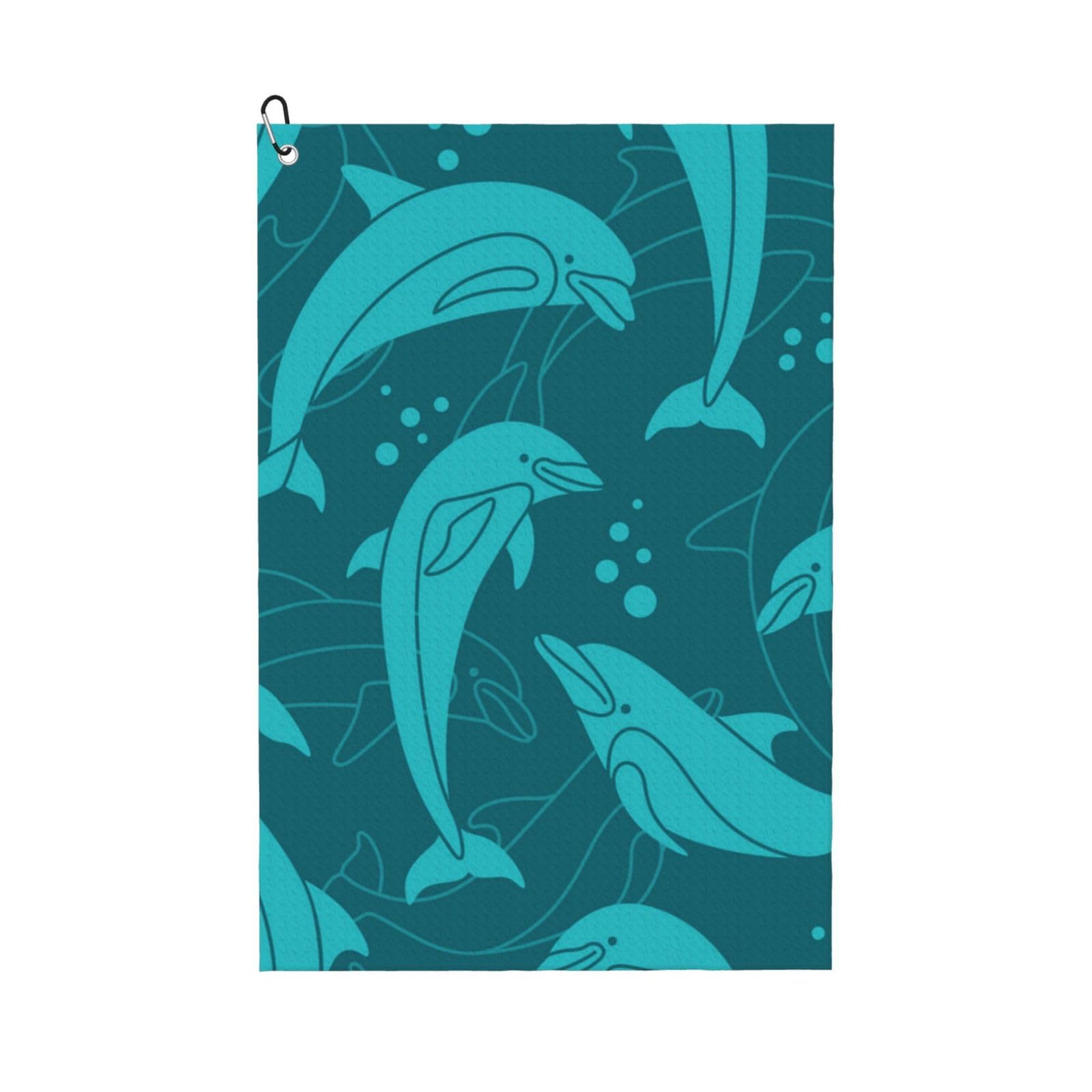 Hnnkloy Dolphins Pattern, 16x24 in Portable Waffle Golf Towels with Carabiner Clip for Golf Bag