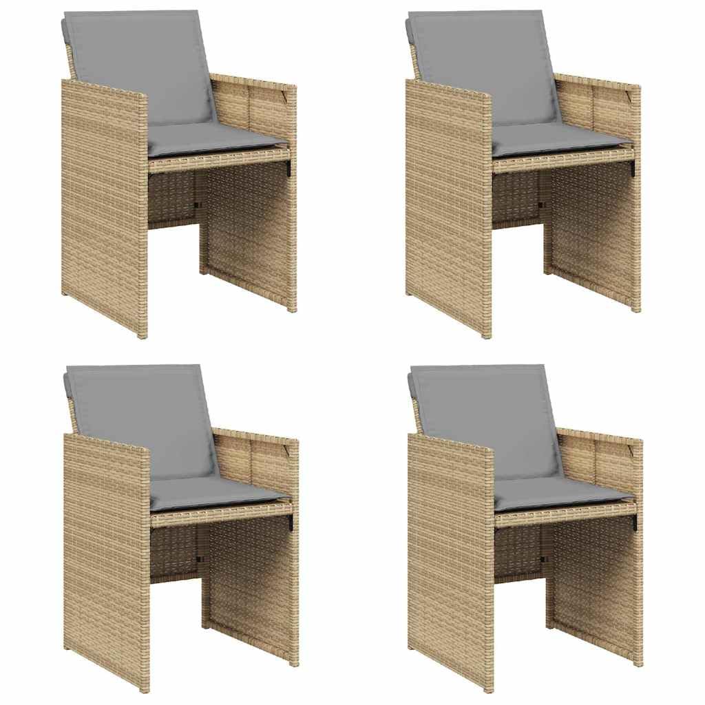 Chaises de jardin en résine tressée lot de 4 fauteuils pliants avec coussins gris