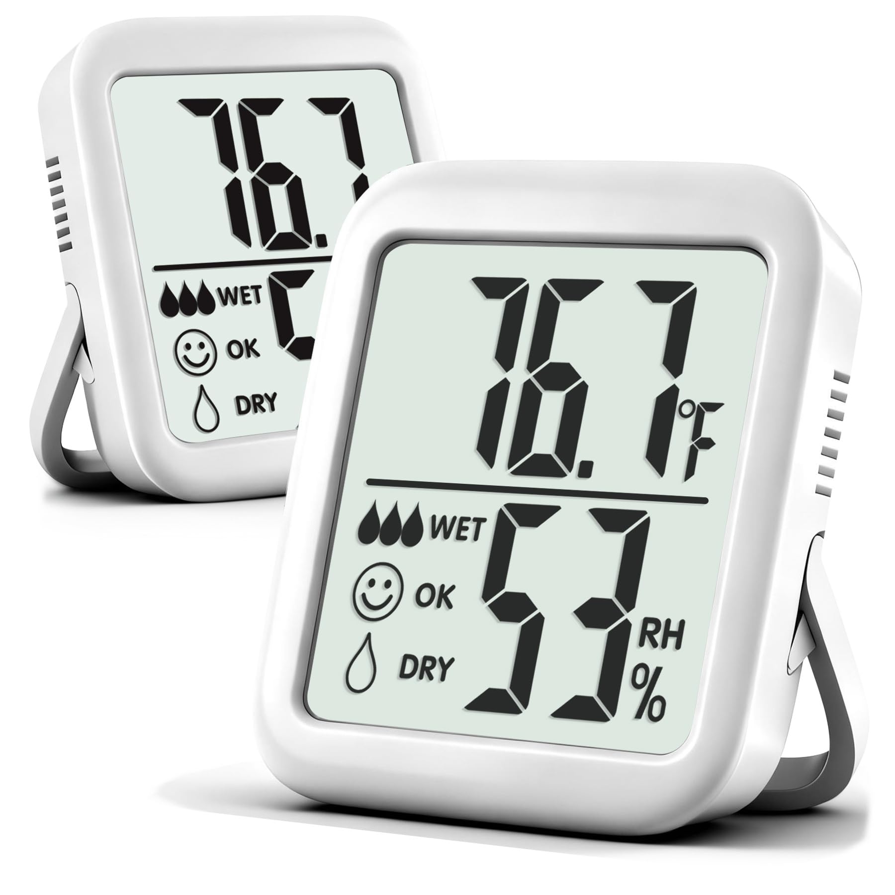 Antonki 2 Pack Room Thermometer for Home, Hygrometer Indoor Humidity Meter Gauge, Digital Temperature and Humidity Sensor Monitor for House, Terrarium, Incubator, Greenhouse - Battery Included