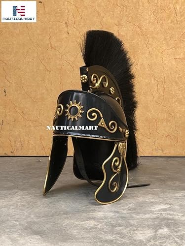 Miniatura 2 de NauticalMart Casco grecorromano con escudo negro de armadura medieval casco disfraz de Halloween