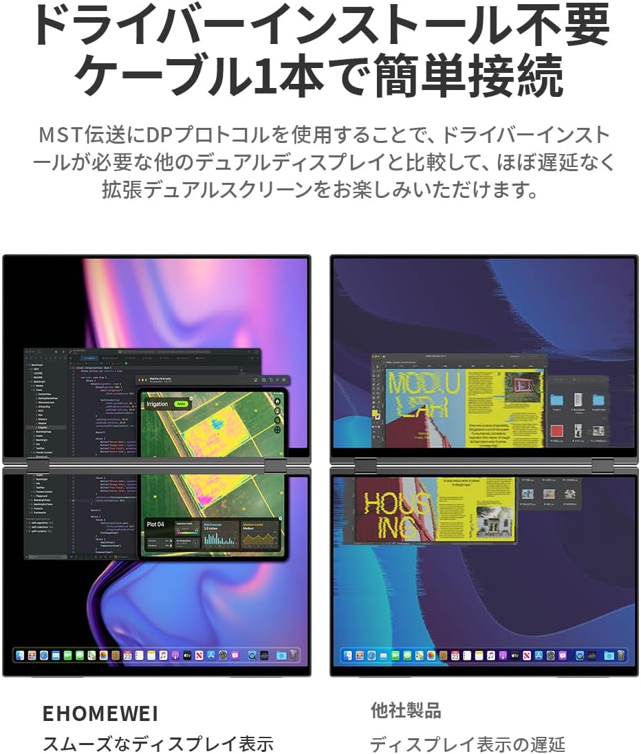 モバイルモニター 18.5インチ QLED 1920x1080 デュアルディスプレイ 折りたたみ ペンタブ ミラー 【ブラケット】