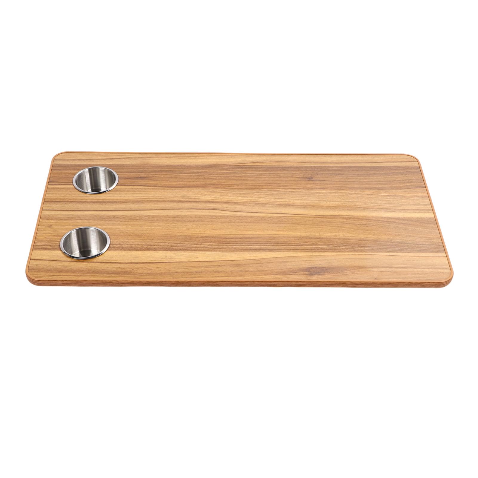 Acouto Ersatz für Wohnmobil-Tischplatte mit 2 Getränkehaltern, 80 X 39 cm, Holz-Bootstisch für Wohnmobile, Wohnmobil-Tischplatte, Arine-, (Brauner Holzstreifen)