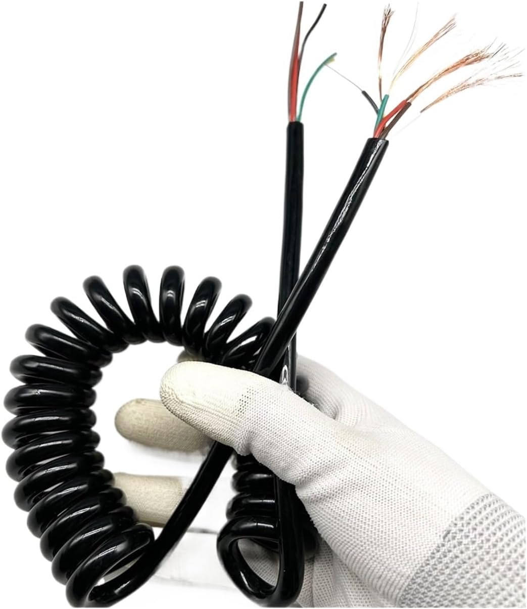 Coiled Spiral 5 Core Stretch 1.2 Meters Spiral Cable Manual Generator Telescopic Wire Spring Spiral Length 0.25 Meter Wire Cable Tension Wire(0.15mm²)(0.3mm2)