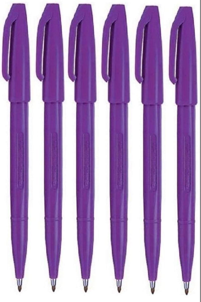 Violet Original Sign Pen S520 Fibre Tip Marker Pens Colour Fineliner 2mm Nib 1mm Line Width (Pack of 6)