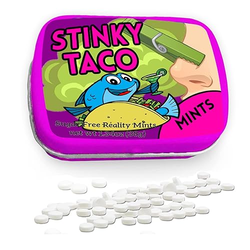 Stinky Taco Mints Gag Gift – Ambientadores de aliento de menta para hombres para los amantes de los tacos, lata de bolsillo