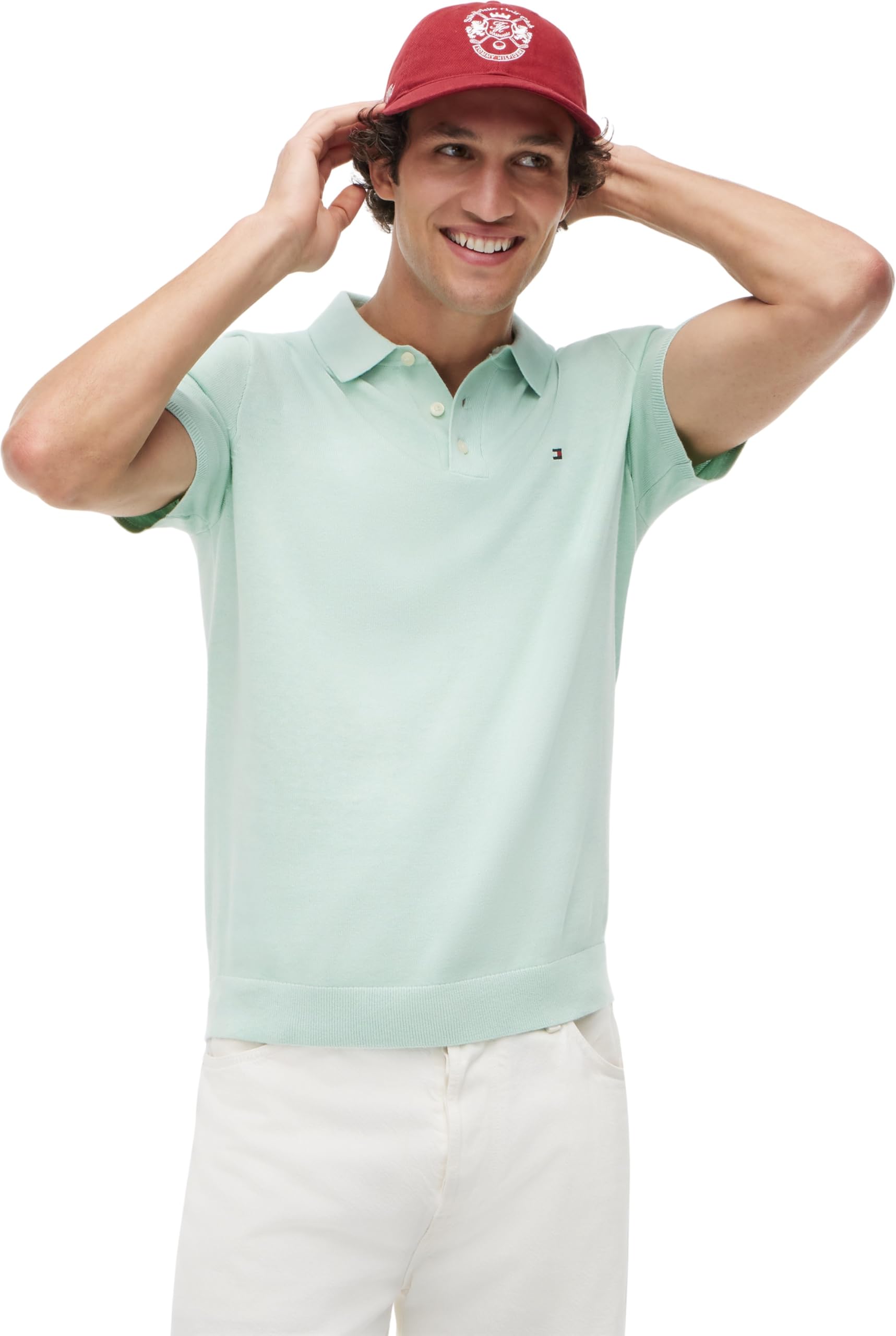 Tommy Hilfiger Herren Poloshirt Kurzarm Essential Cotton Knitted Dick, Grün (Minty Essence Heather), XXL