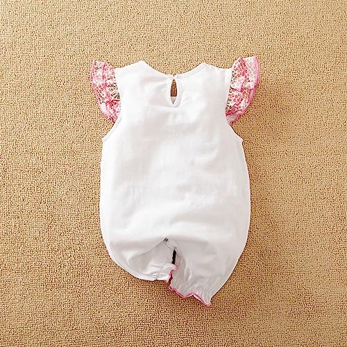 Cute Giraffe + Zebra With Floral Print Long Sleeve Baby Girl Clothes White Jumpsuit For Baby One-Piece Romper3