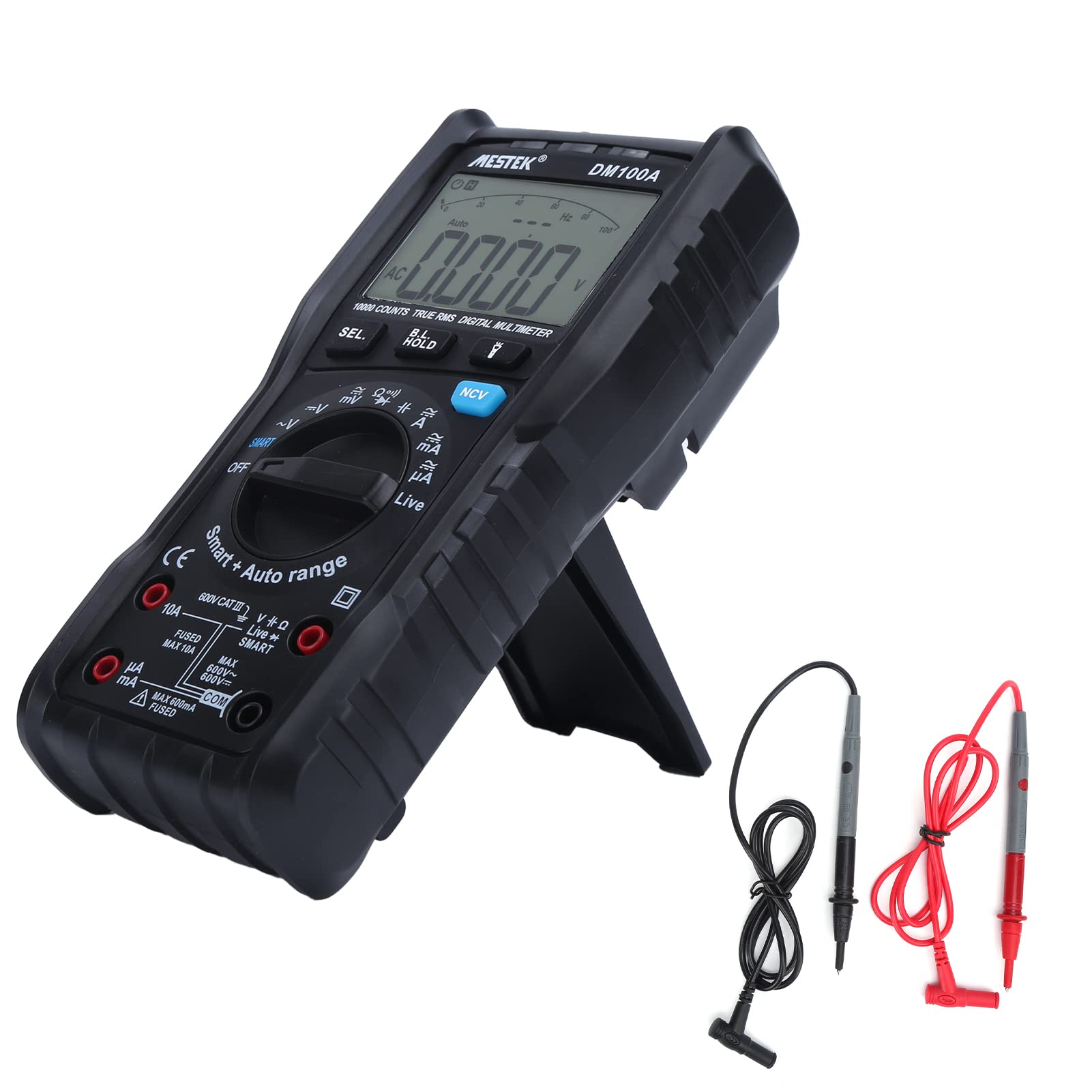 Multimetro Digitale DM100A Tester di Tensione e Corrente Portatile Ad Alta Precisione per Test Elettrici con Design Compatto e Display Chiaro