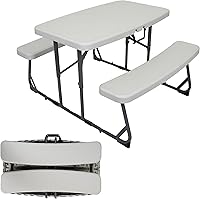 Stansport Compact Kids Picnic Table G-940 White - Portable Folding Outdoor Table for Backyard Picnics, Camping & Playdates