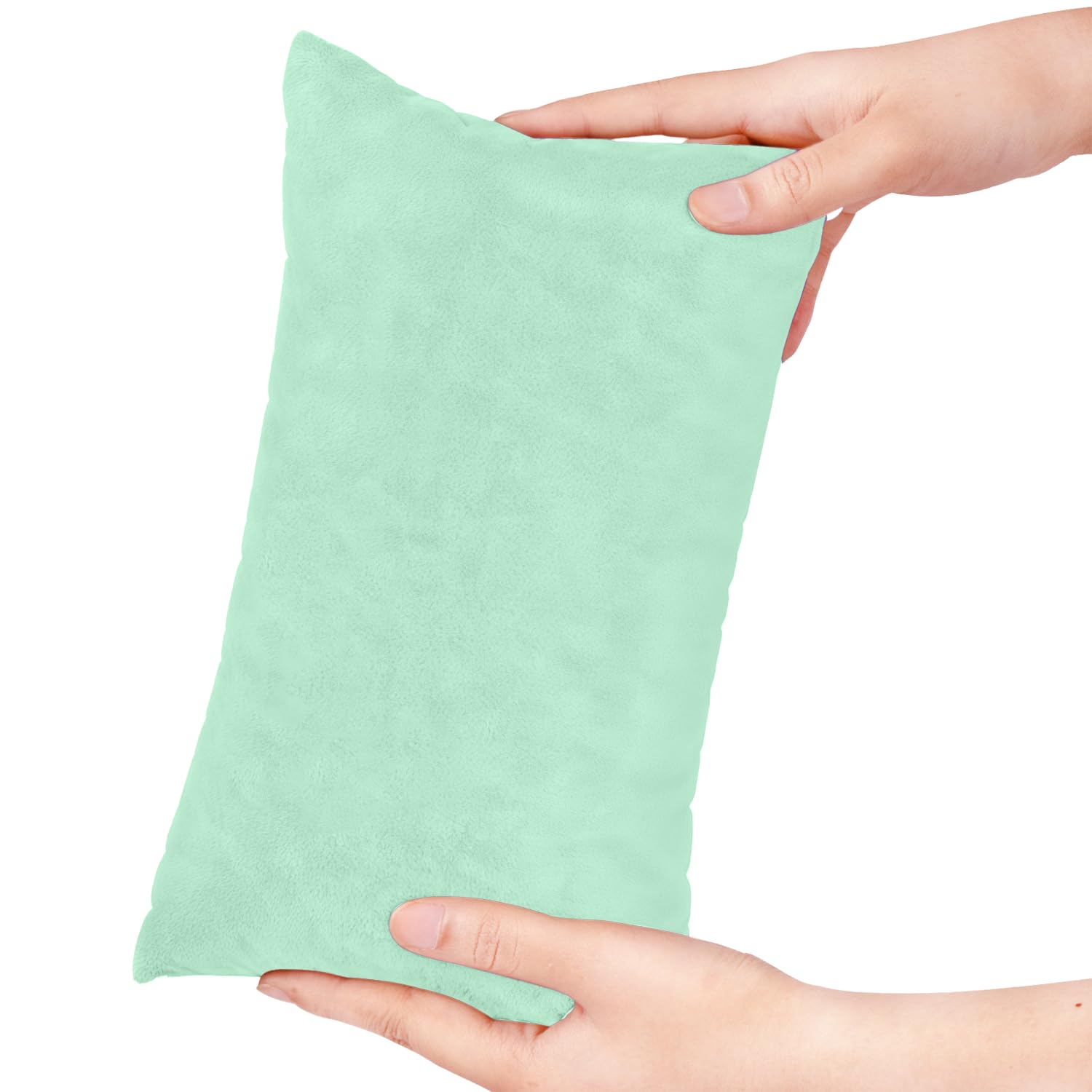 Winmany Small Pillow 11" x 7" Mini Pillow with Removable Plush Pillowcase Rectangular Cushion Wrist Knee Neck Lumbar Travel Tiny Pillow for Adult,Pets,Dog (Green)