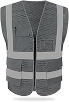 Vista 15 de HYCOPROT Chaleco reflectante de seguridad de malla de alta visibilidad con bolsillos y cremallera, cumple con las normas ANSI/ISEA