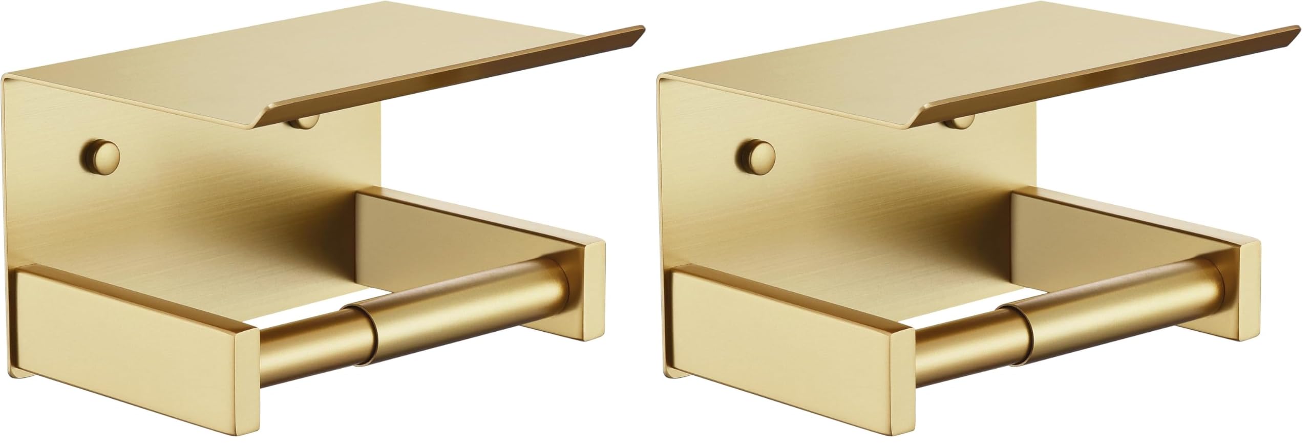KOKOSIRI Roll Paper Holder Spring Loaded Tissue Paper Holder Bathroom Toilet Roll Holder with Shelf Wall Mounted Stainless Steel Brushed Gold B2012BG — Amazon image 13