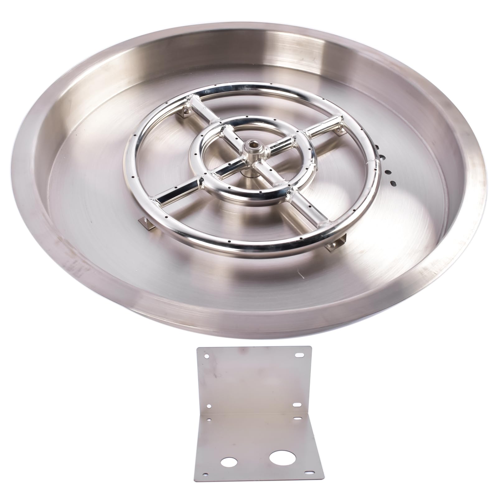 19'' Round Drop-in Fire Pit Pan Drop in Firepit Pan Inserted Stainless Steel Propane Gas Fire Pan 92,000 BTU