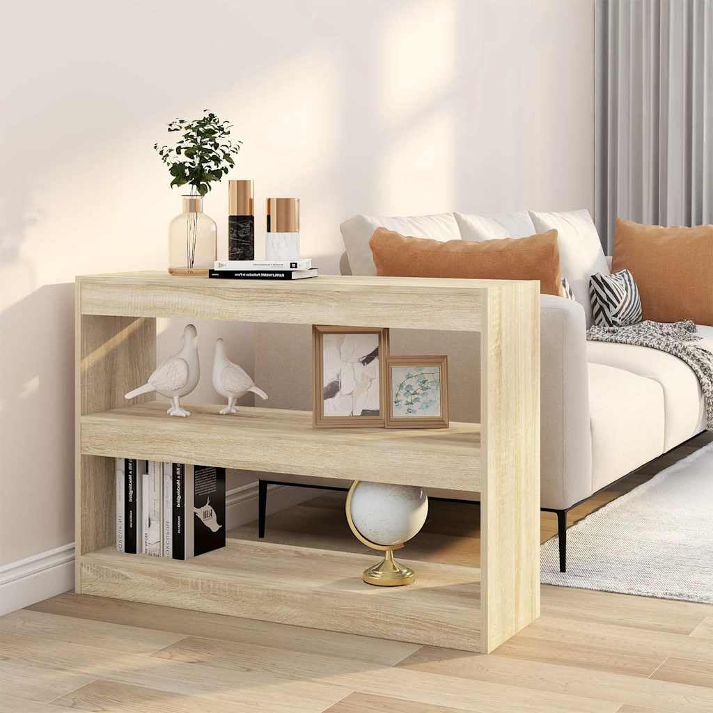Libreria Mobile Divisorio Rovere Sonoma 100x30x72 cm | Scaffale versatile autoportante per soggiorno e corridoio con ampi ripiani aperti e finitura effetto legno.