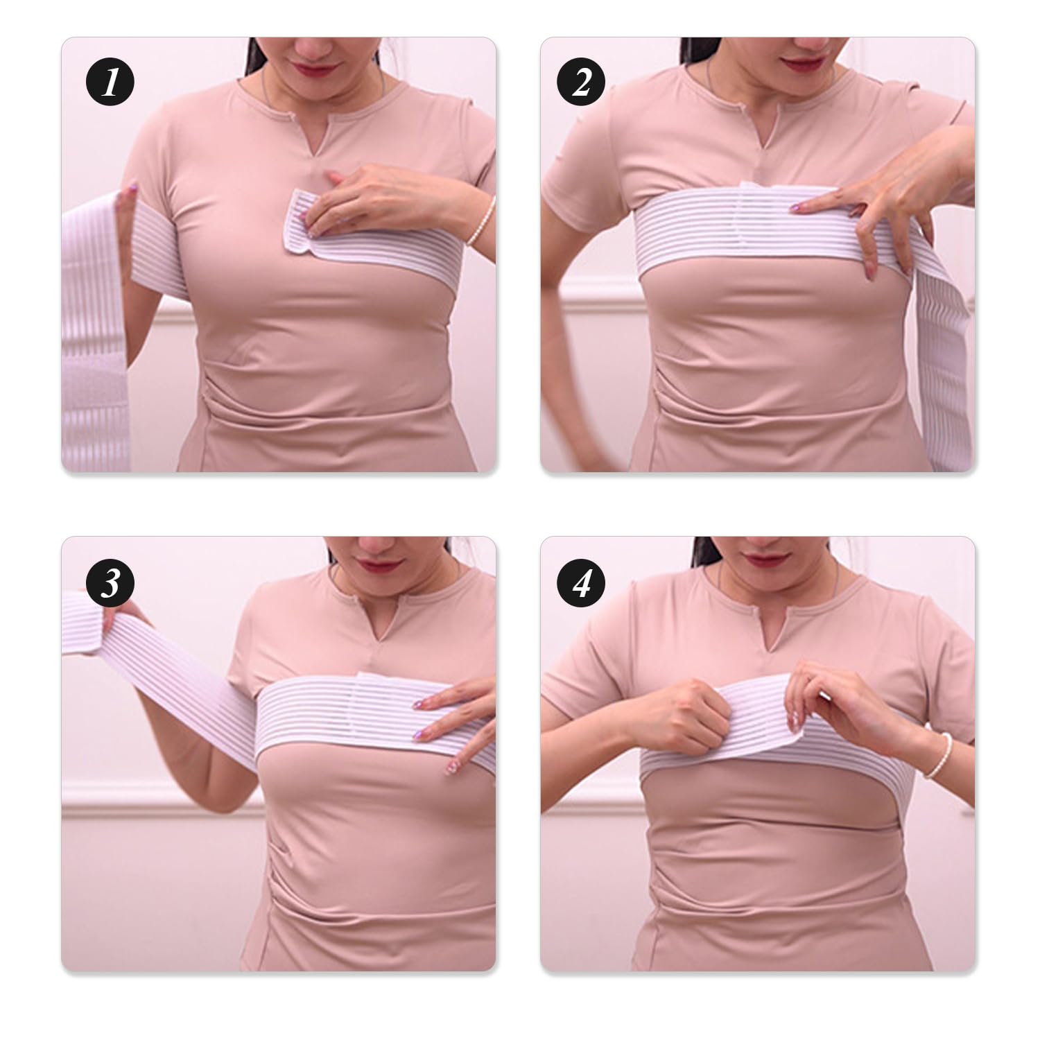 Sujetador Deportivo Ajustable, Bandas De Pecho Para Mujeres, Correas De Estabilidad De Los Senos (Negro, Blanco)