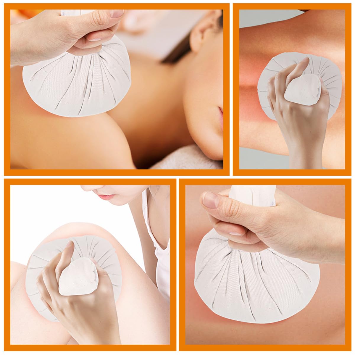 PLAFOPE Bolas de Masaje de Hierbas Chinas 2 Pcs, Bolsa de Calentamiento Natural para Spa y Acupresión, Pelota Terapéutica para Masaje Corporal en Casa y Viajes