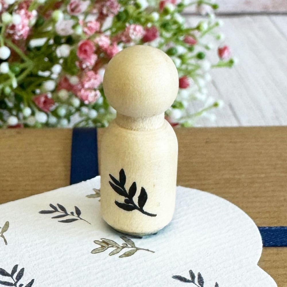Luck And Luck Brown Mini Rubber Leaf Ink Stamp, Rubber Stamp For Cards Scrapbooking Projects, Wooden Leaf Stamp, Diy Gift Tags Crafts, Wedding Crafts