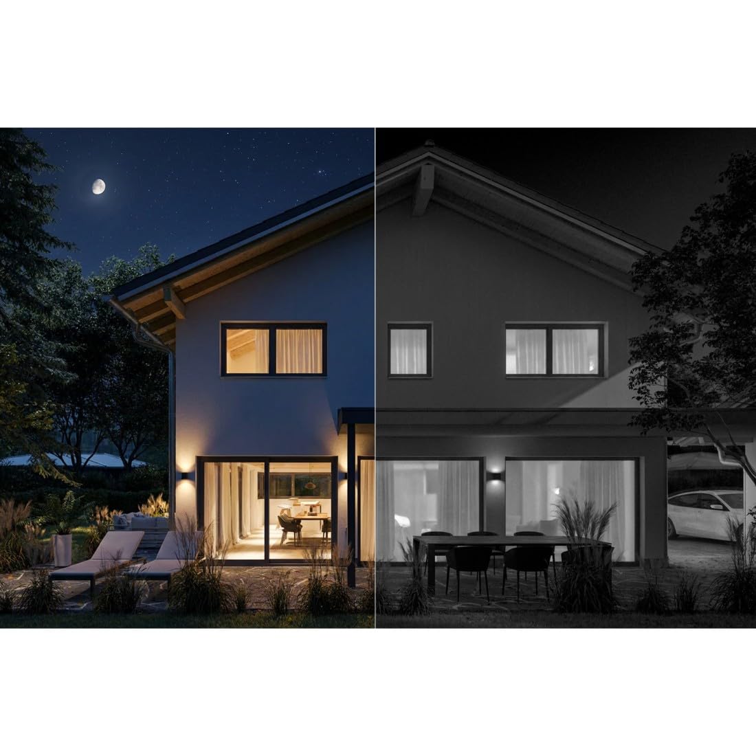 Hama WLAN Überwachungskamera außen (mit Bewegungsmelder und Licht, Outdoor WLAN Kamera IP65 mit Infrarot-Nachtsicht, Farbnachtsicht, Personenerkennung, Sprechfunktion, Aufzeichnung, Speicher) weiß