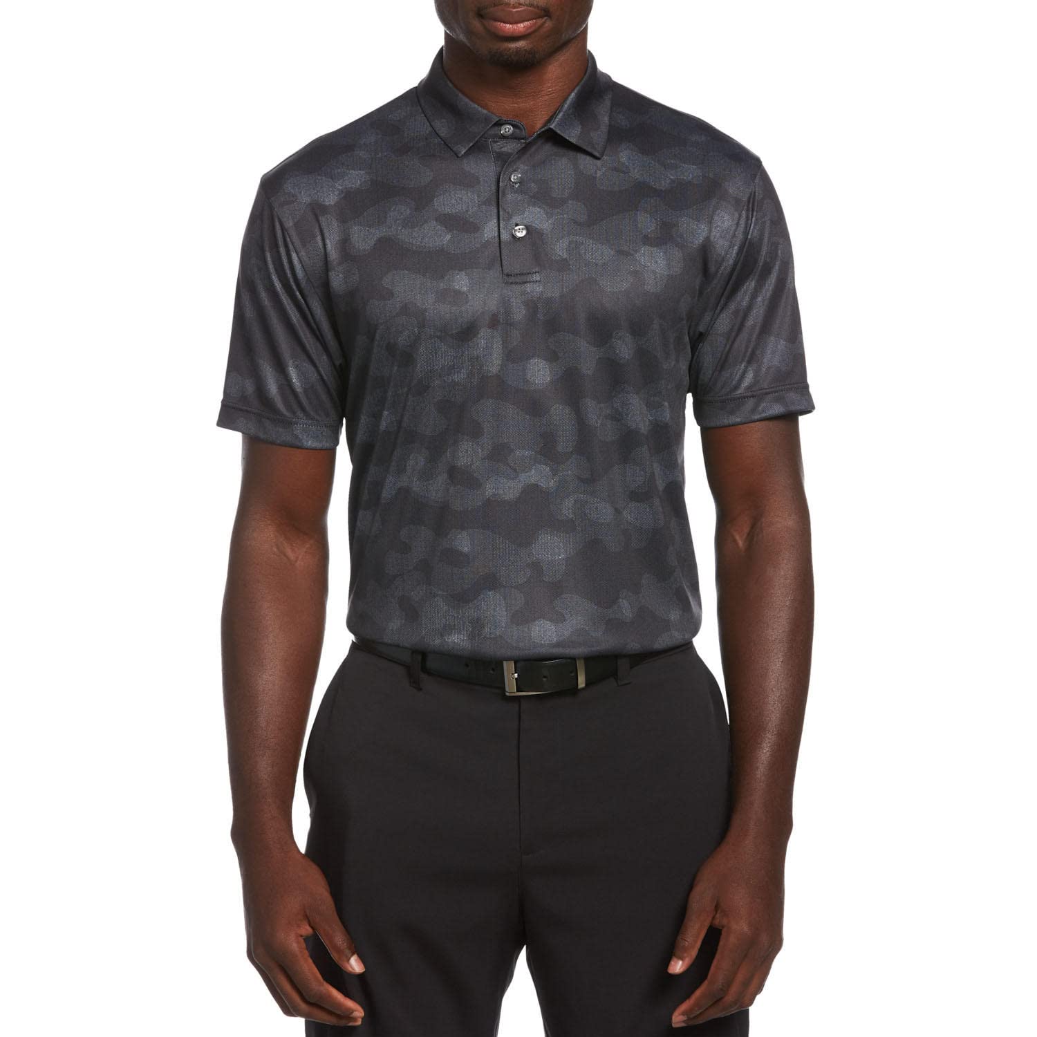 PGA TOUR mensShort Sleeve Airflux Solid Polo Shirt Short Sleeve Golf Shirt - Black - 4X-Large Tall