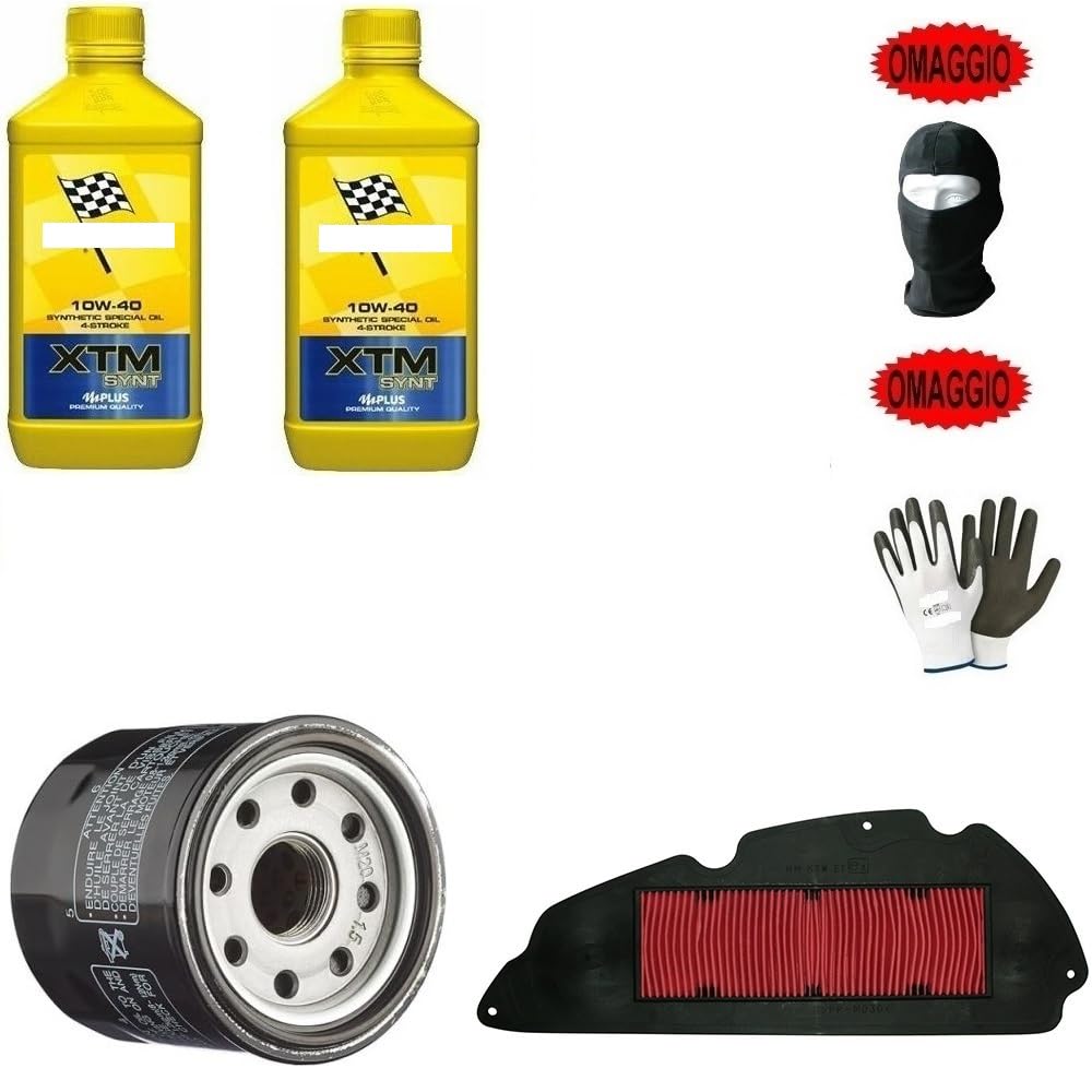 Compatible con P IAGGIO Beverly Tourer 250 Kit DE Servicio para Scooter B-(ARDAHL) Aceite SINTÉTICO 2LT 10W-40 XTM+Cambio DE FILTROS LUBRICANTE DE Motor Alto Rendimiento Mantenimiento Completo