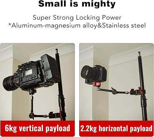 Miniatura 2 de IFOOTAGE Brazo mágico de 55 pulgadas con abrazadera en forma de C con rosca de 14 pulgadas y 38 pulgadas para flashluz LED micrófonomonitor