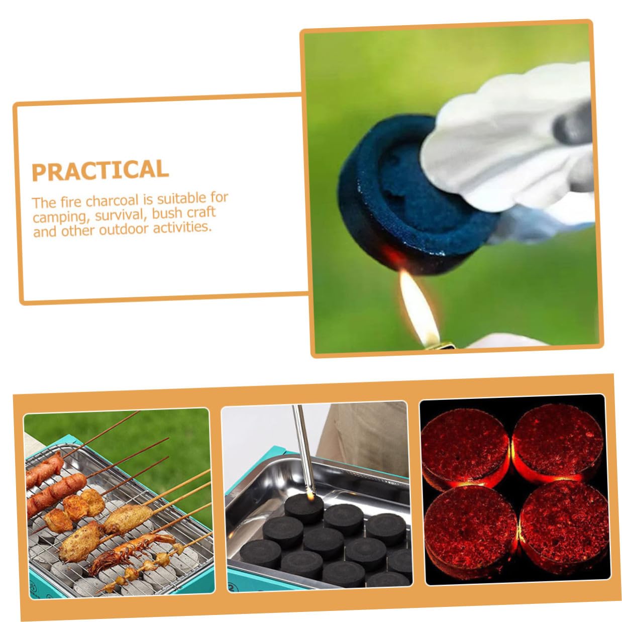 jojofuny 70 Stück Leichte Holzkohlegrill Tabletten für Grill und Camping Feuer Einfache Handhabung Rauchfrei und Schnell Entflammbar