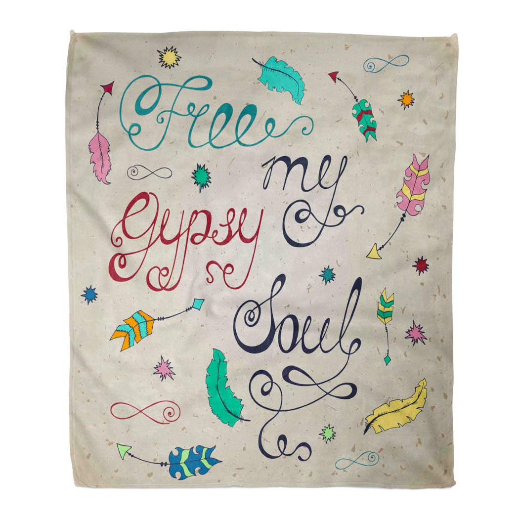 Benxii Throw Blanket Flannel 60x80 Inches Warm Soft Luxury Cozy Infinity Love Free My Gypsy Soul Inspirational Quote About Phrase Birds for Couch Sofa Chair Bedroom Season Decorative Travel