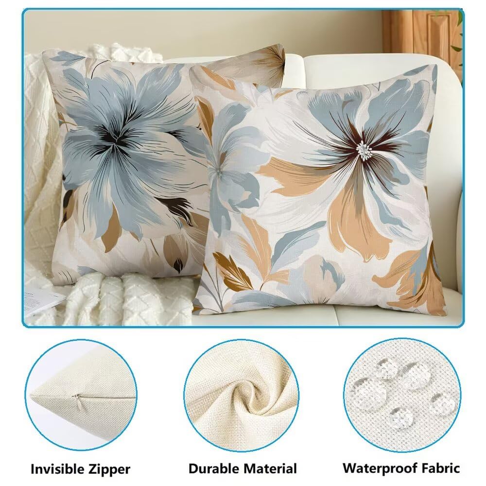 Federe Cuscini da Esterno Impermeabili 65x65 Astratto Copri Cuscini per Divano Fiori Federa Cuscino Moderno Decorativi Copricuscini per Divano Giardino Patio Soggiorno Copricuscino Set di 2 (IU59)