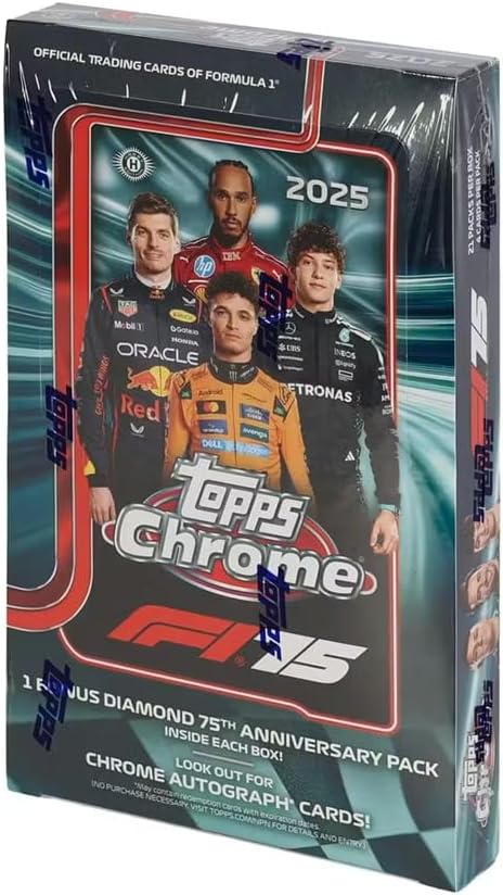 2025 Topps Chrome F1 / Formula 1 - Hobby Box - Sealed (with Additional Diamond 75th Anniversary Pack in Box)