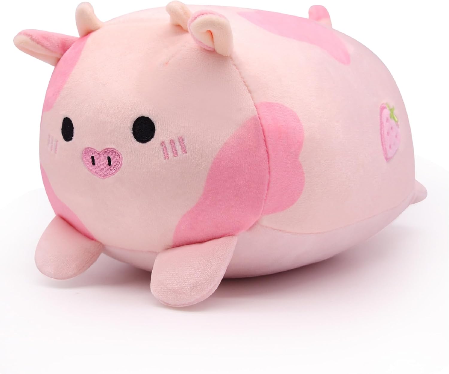 Bekrgwiy Pink Strawberry Cow Plush Pillow,8in Cute Cow Stuffed Animal for Boys and Girls,Strawberry Plushie Doll Toys,Gift for Kids Birthday Party Favors