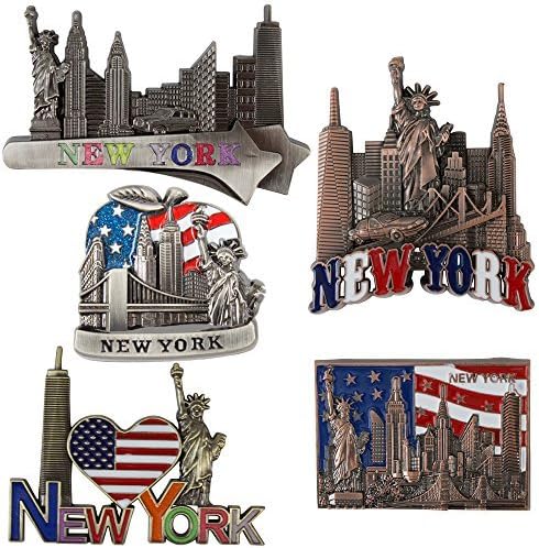Bundle (5) Fridge Magnets new york Souvenir Empire State Building Skylines,Statue Of Liberty,Taxi