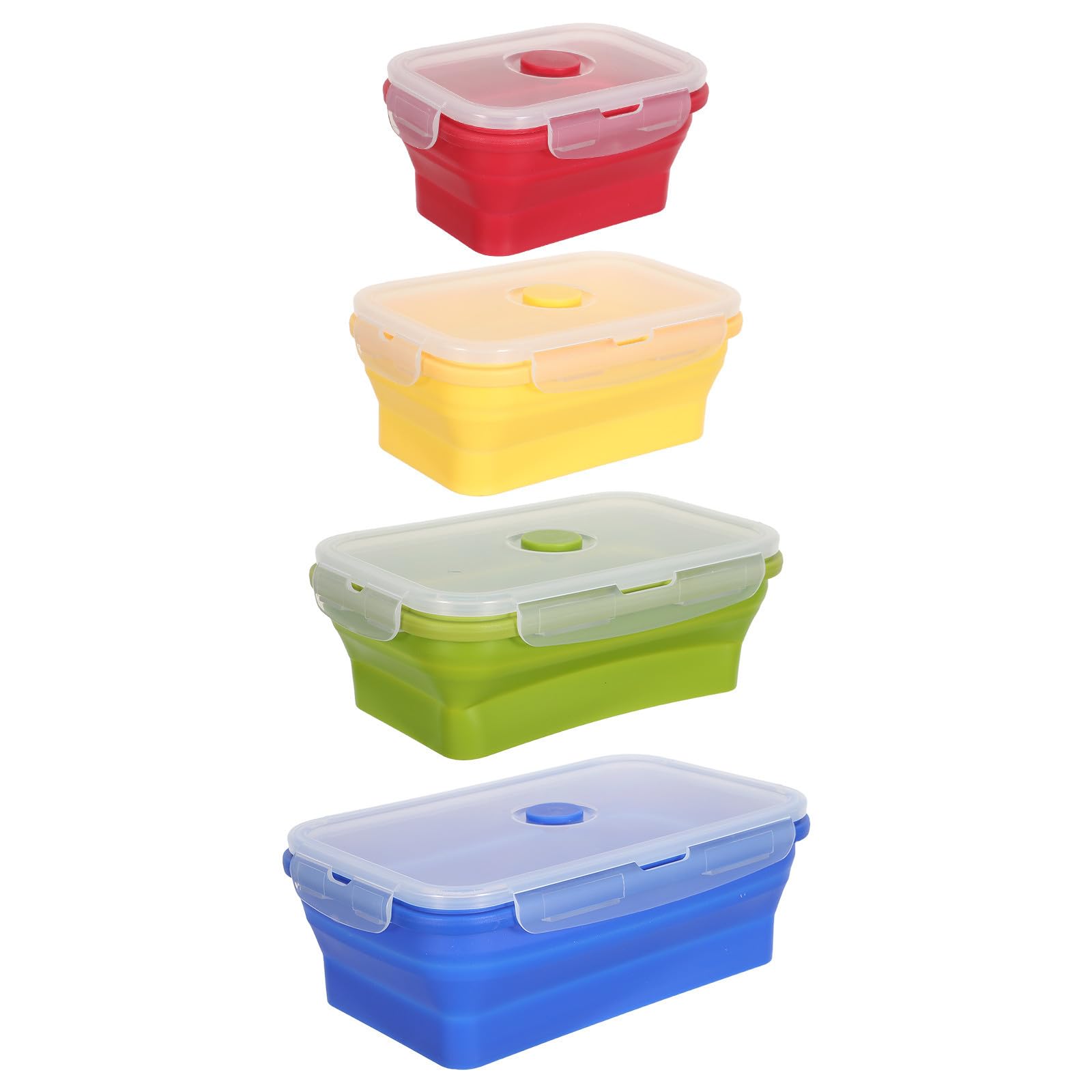 SHERCHPRY Set da 4 Contenitori per Alimenti Pieghevoli in Silicone con Coperchio Ermetico, Design Salvaspazio Pieghevole, Capacità 350ml per Ufficio e Campeggio