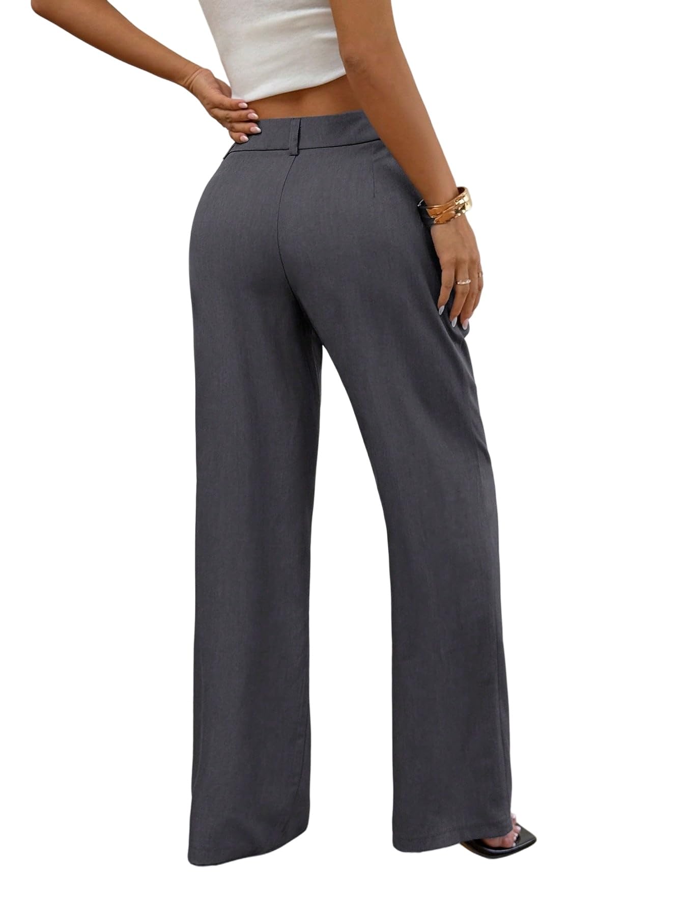 GORGLITTER Pantaloni lunghi da donna, eleganti e larghi, con tasche, a goccia, per il tempo libero