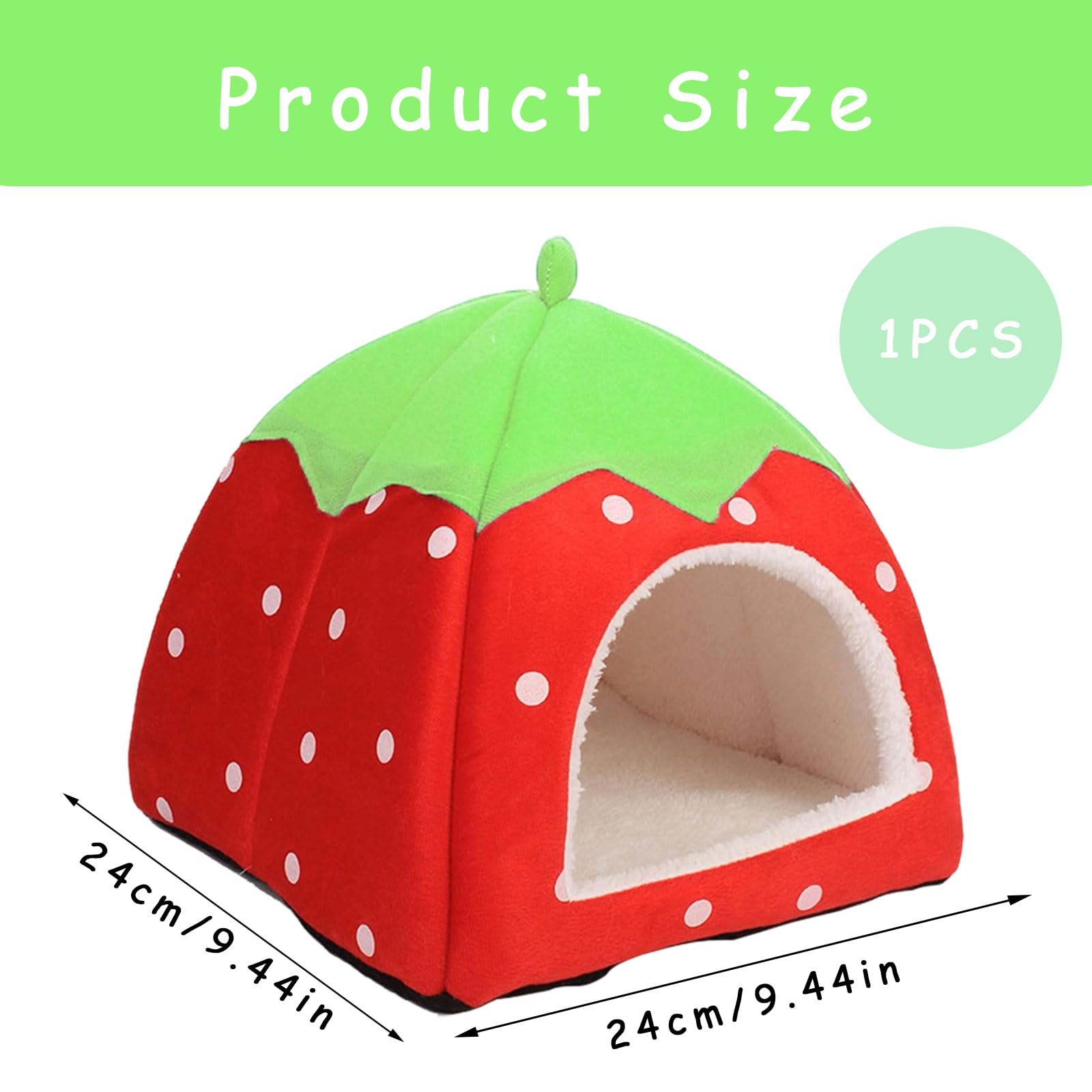 Guinea Pig Bed, Small Animal Guinea Pig House with Detachable Mat, Foldable Pet Sleephouse Suitable for Little Hamster Rabbit (Red) - Image 2