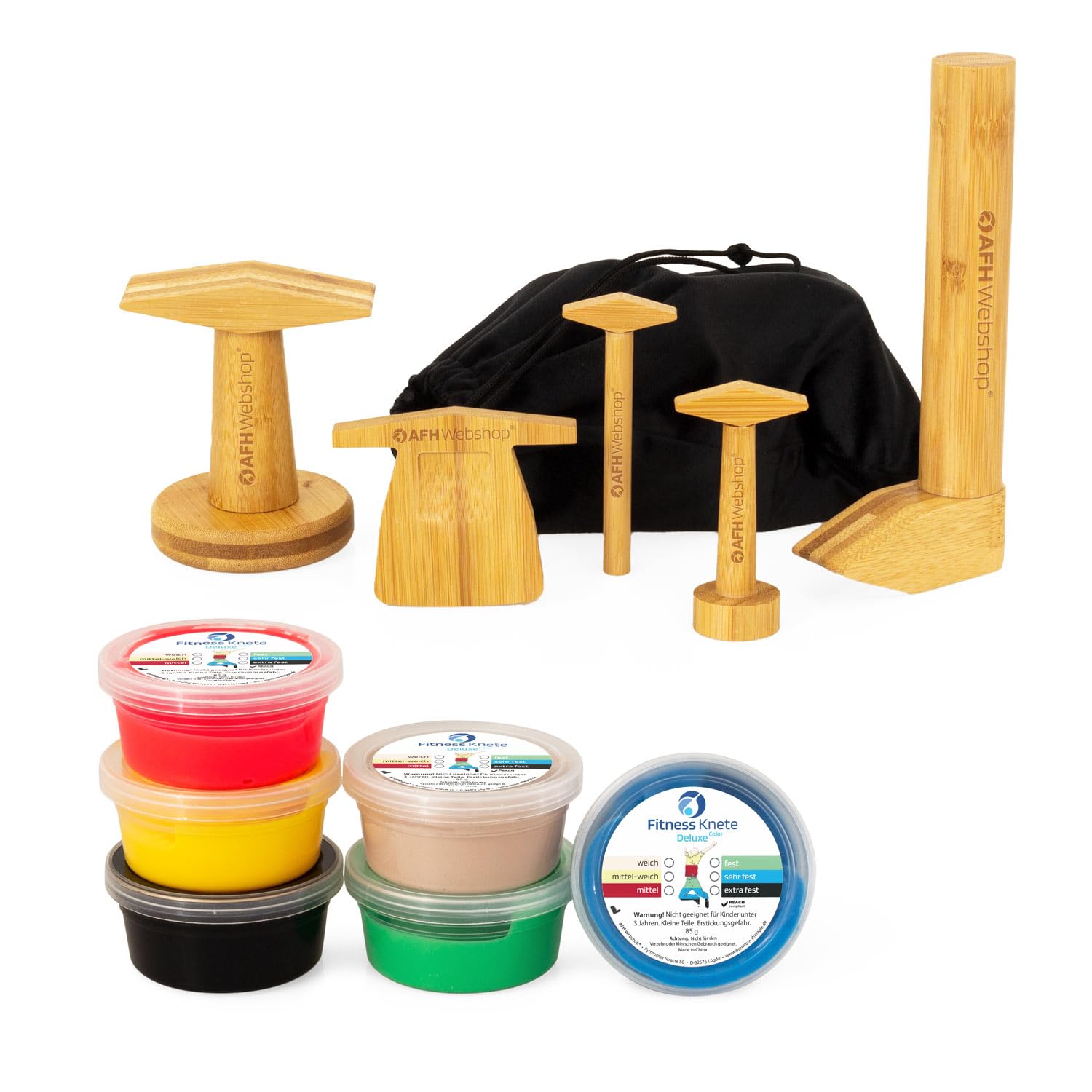 Deluxe COLOR | 85 g | 6er Set mit Bambus Knet Tools