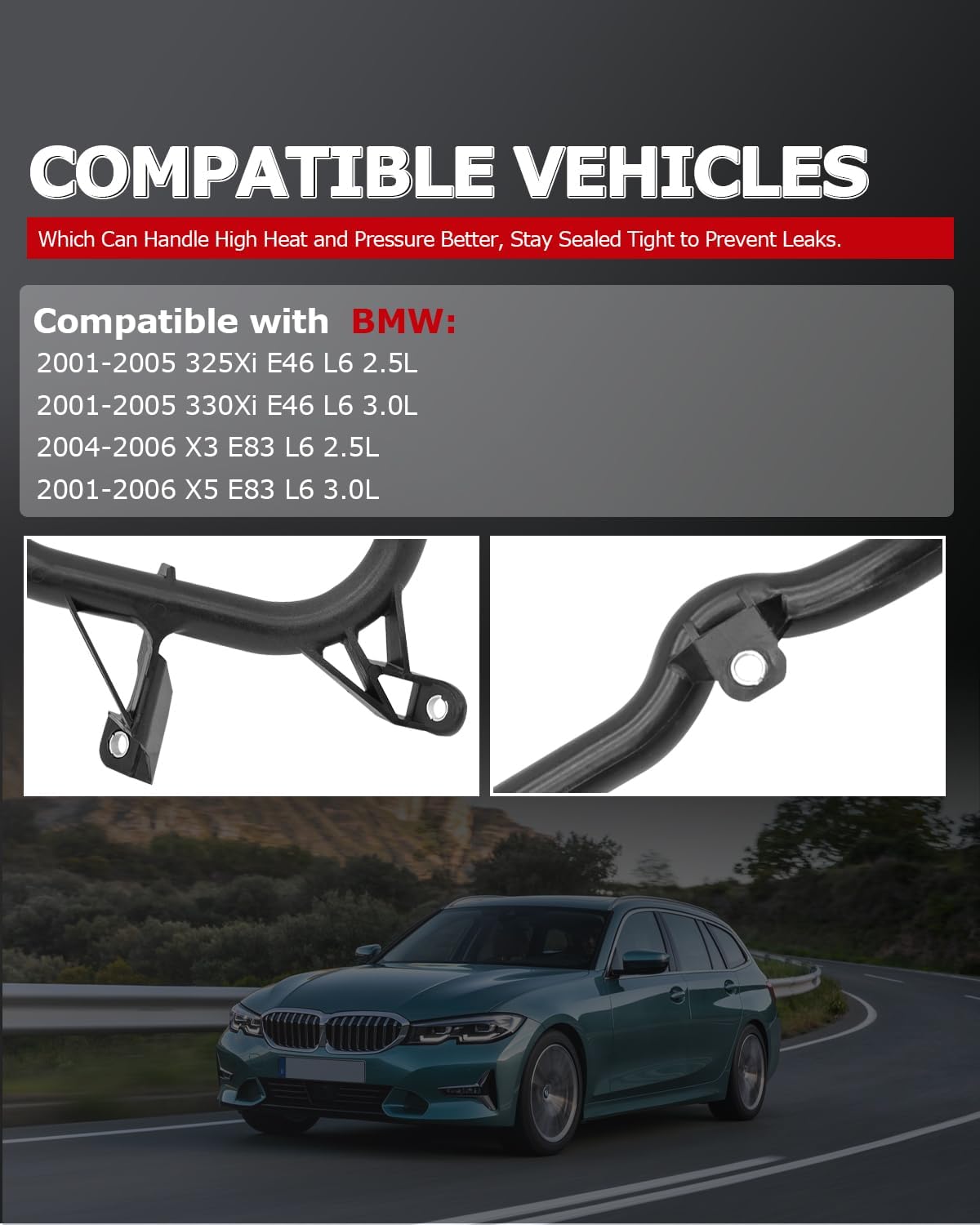 1ST Set of 2 Engine Heater Coolant Inlet Hose Water Pipe Compatible with BMW 325Xi 330Xi 2001-2005, X3 2004-2006, X5 2001-2006, Replace: 11537502000 + 11531705210