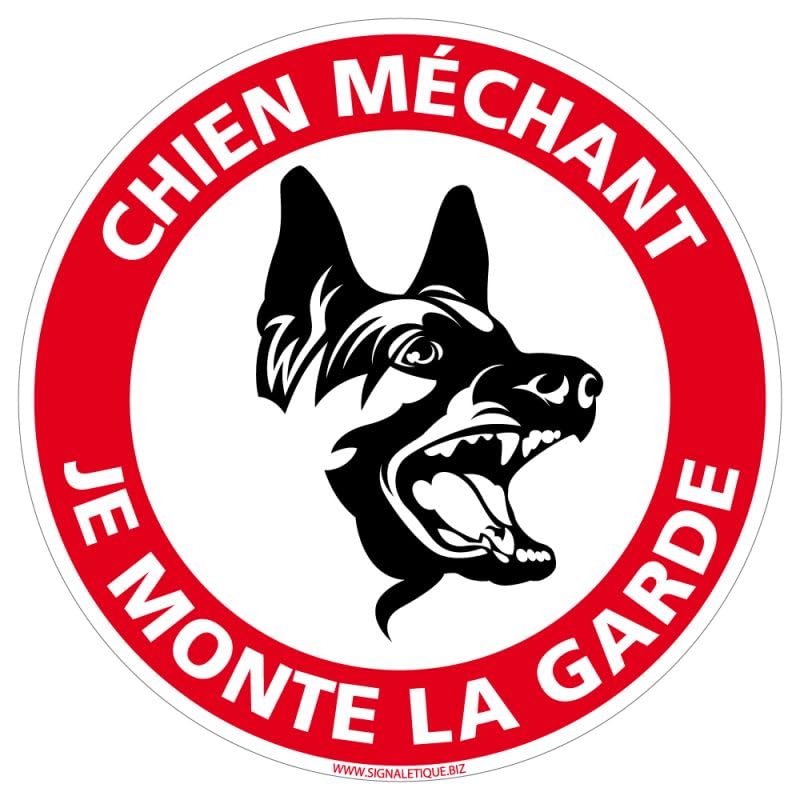 Panneau d’avertissement Chien Mechant - Je Monte La Garde - Plaque attention au chien - Panneau...