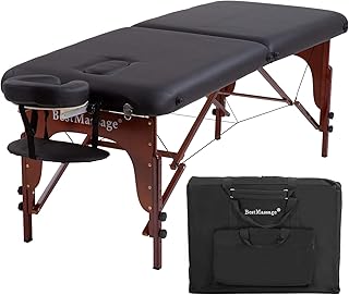 BestMassage Massage Bed Portable Massage Table 2 Fold Lash Bed Height Adjustable PU Leather with Oxford Bag for Spa Salon