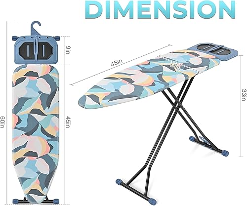 Miniatura 2 de KINGBOARD Tabla de planchar (45 x 15 pulgadas), 7 opciones de altura, panel de metal plegable con reposo, tabla de planchar portátil compacta,