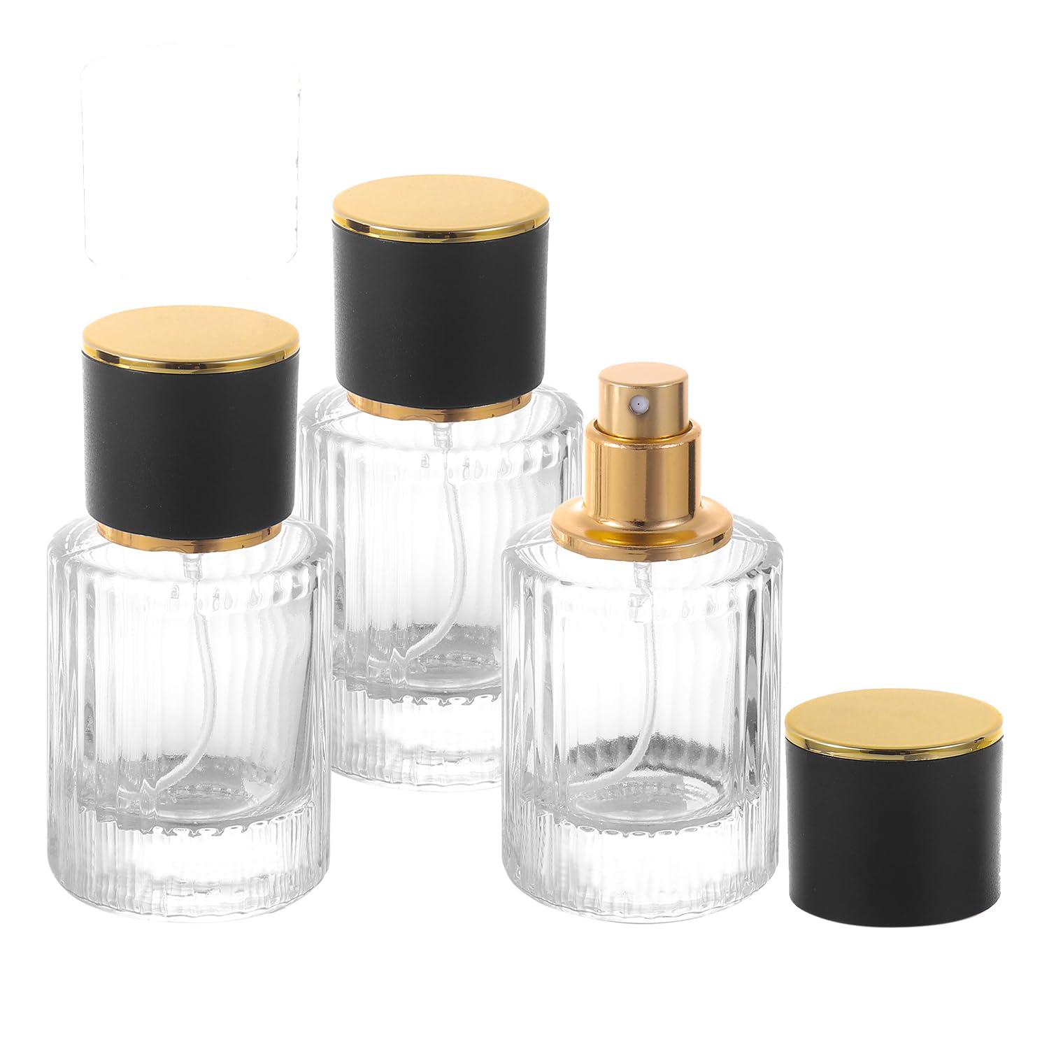 YWG Stone Vintage Perfume Bottles, 3 Pack 30ml/1OZ Glass Atomizer Travel, Empty Clear Perfume Spray Bottle Essential Oil Container Sprayer Cologne
