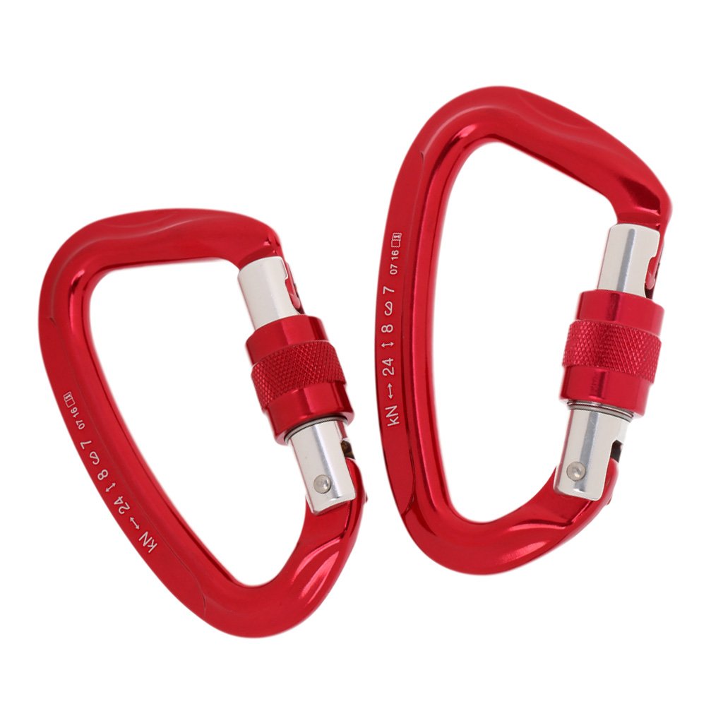 COMBR 2 Pieces/Set 24KN Carabiner Screw Lock Hook for Rock Climbing Hammock Hook