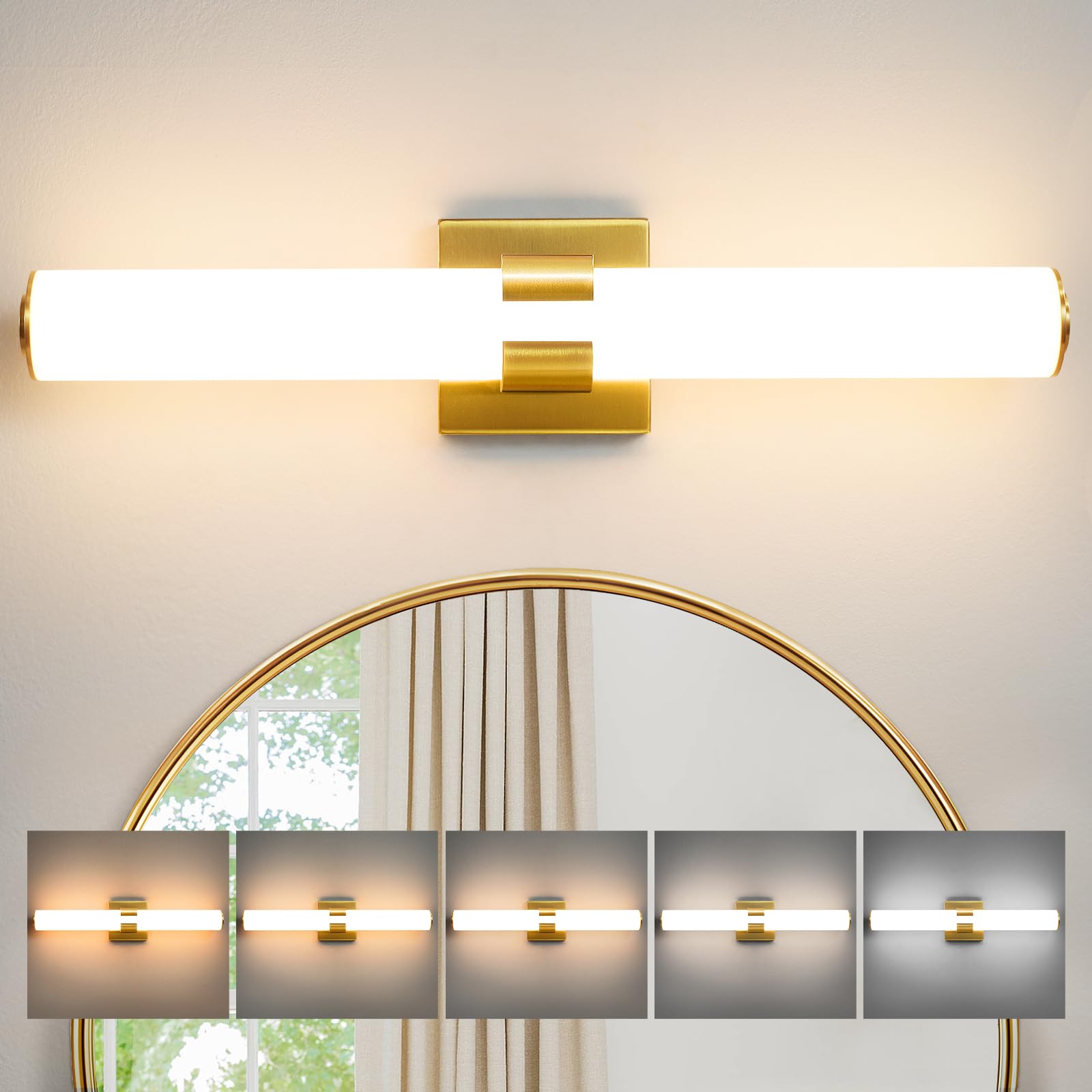 Photo 1 of AIJIASI 22.8" LED Vanity Light - Gold, 18W, 5CCT Dimmable
