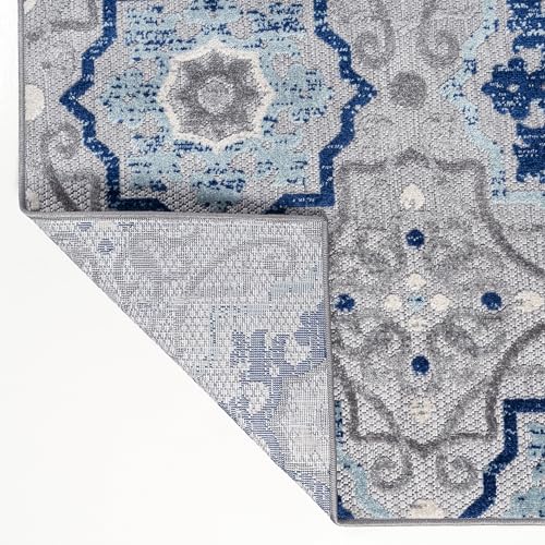 Tapete decorativo mediterráneo 3x5 azul/gris miniatura 5
